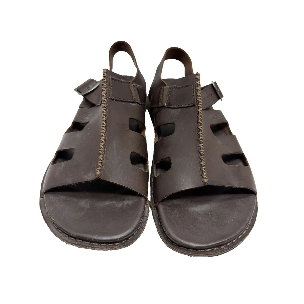 Keen Alman Fisherman Sandals Dark Brown Full-Grain Leather Size 10